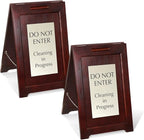 SmartSign (2-Pack) Premium 'Do Not Enter Cleaning in Progress' Wooden A-Frame Standing Floor Sign, 2-Sided, 24" x 15", Hardwood Pine Frame, 120 mil Silver ACM Sign, Black on Silver, Made in USA