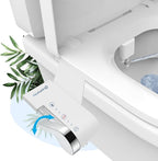 HOPOPRO Bidet Attachment for Toilet, Non-Electric Bidet Ultra-Slim Dual Nozzle (Feminine/Rear Wash), Cold Water Bidets Sprayer for Existing Toilets with Adjustable Pressure Control 1-Min Install