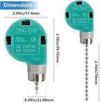 Ceiling Fan Switch, 4 Wire Zing Ear ZE-268S6 Pull Chain Switch Replacement 3 Speed Control Switch Compatible with Hunter Ceiling Fans, Wall Lamps, Cabinet Light (Nickel Pull Chain)