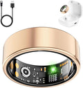 Smart Health Ring for Women Men, Fitness Tracker Ring with Heart Rate, Blood Oxygen, Sleep Tracker, Step Tracker, No Subscription Fee, IP68 Waterproof Smart Ring for iphone & Android (Rose Gold, 12#)