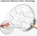 Ergonomic Mouse Pad with Wrist Support,Mouse Pad with Wrist Rest,Relieve Wrist Pain Mousepad Non-Slip Rubber Base,Mouse Pads for Desk,Computers,Laptop,Office,Home,Accessories White Topographic Line