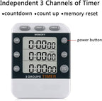 MOSTRUST Digital Dual Kitchen Timer for Cooking, 3 Channels Count Down/up Triple Multi Timers for Food, Magnetic Memory-Preset Large-Display Adjustable Alarm Volume, 3A Battery Included
