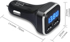 Jebsens 4.8A 24W Dual USB Car Charger Volt Meter Car Battery Monitor with LED Voltage & Amps Display, Cigarette Lighter Adapter, Compatible with iPhone 15 Pro Max Plus 14 Samsung Galaxy S24 iPad Pro