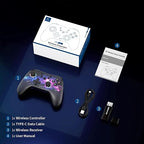 AceGamer Wireless Bluetooth Controller for PC/Steam/Switch with Linear Motors, Hall Joysticks and RGB Light- Upgraded PC Controller and Back Buttons Lock, Multi-Platform Support (Galaxy)