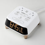 Brandstand CubieTime Zen White | Alarm Clock Charger with White Noise and Sunrise Alarm | 2 USB-C Ports | 2 Tamper Resistant Outlets |Night Light