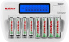 Tenergy AA and AAA Battery Charger Bundle - TN162 8 Bay Smart LCD NiMH/NiCd Charger With 4 Pack AA & 4 Pack AAA Centura (LSD) Rechargeable Batteries