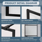 Goodyo Shower Door 34“ X 72” Fixed Frost Tempered Glass Shower Screen Panel for Walk-in Bathroom, Black Framed 3 Pieces Glass Door