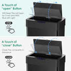 Arlopu Automatic Trash Can,Sensor Motion Stainless Steel Garbage Bin, Touchless Smart Waste Bin, W/Stay-Open, Soft Close Lid, Display Light for Kithchen, Living Room, Office (Black, 18.5gal)