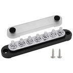 7 x M6 (1/4") Studs Power Distribution Block Bus Bar 12V, Ampper 5.9" HD 150A Marine BusBar Battery Distribution Block W/Cover for Car Boat Solar (Black)