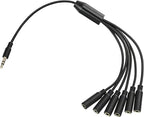 Xyembu 3.5mm Headphone Splitter, 1/8inch TRRS Male Stereo Jack to 6 Female, Headphone Headset Extender Cord, 3.5mm Splitter 1 to 6 Ways for Earphone, Headset, Laptop, Phone