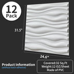 Art3d Decorative 3D Wall Panel, 32 Sq.FT PVC Interior Wall Decor for Living Room, Bedroom, Lobby, Office, Shopping Mall, White