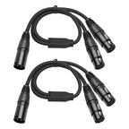 2 Pack XLR Splitter Cable,1 Maleto 2 Female, 1.5FT Stereo Mic to L&R Audio Y-Splitter Cable