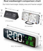 Digital Clock, Clock for Bedroom, Clocks for Living Room Decor, Desk Table Clock, Alarm Clock Large Display with Date Week Temperature, Automatic Brightness Dimmer, Smart Cool Modern (White green)