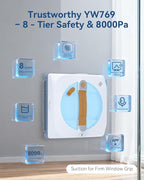 GNOVEL Window Cleaning Robot with 8000Pa, 2025 Upgraded Window Cleaner Robot with Intelligent Path Planning, 15-Stage Anti-Fall, App/Remote Control for Glass, Edge Detection System, Tile & Windows