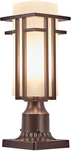 EERU Oil Rubbed Bronze Outdoor Post Lights,Waterproof Pole Mount Light Fixture with Pier Mount Adapter(with 3-Inch Pier Mount Base), Exterior Lamp Post Lantern Head for Yard,Garden Backyard and Porch