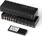 Azduou 4 AV Inputs + 4 HDMI 2.0 Inputs to HDMI Converter (8 in 1) with Upgrade New Version