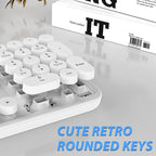 Wireless Keyboard Mouse Combo, 104 Keys Cute White Keyboard with Number Pad & Mouse for Windows, Computer, PC, Notebook, Laptop (White)
