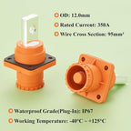1 Set Battery Energy Storage Connector 350A 95mm² High Current HV Connectors Quick Plug Terminal Right Angle Plug and Socket IP67 Waterproof Power Adapter (Orange, 350A)