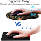 Ergonomic Mouse Pad with Wrist Support,Mouse Pad with Wrist Rest,Relieve Wrist Pain Mousepad Non-Slip Rubber Base,Mouse Pads for Desk,Computers,Laptop,Office,Home,Accessories Retro Flowers