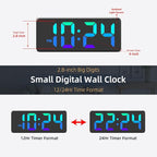 LED Digital Wall Clock with Dynamic RGB Display, Big Digits, Auto-Brightness, 12/24Hr Format, Modern Electric Small Silent Wall Clock for Living Room, Bedroom, Classroom, Farmhouse, Kitchen, Office