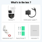 Fuers 6MP Wireless Security Camera, Surveillance Cameras Dual Lens Linkage,360°View,Human Detection,Auto Tracking,Light Alarm,Night Vision,Two-Way Audio,Outdoor Indoor IP66 WiFi Camera
