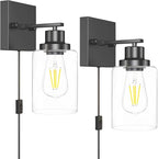 DIKAIDA Plug in Wall Sconces, 2 Pack Wall Lamp, Rustic Plug in Wall Light Sconces, Sconces Wall Lighting, E26 Modern Wall Light Fixtures