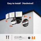 OREiN 2-Pack Motion Sensor Outdoor Flood Lights, 26W 3500LM LED Security Lights with 240° 40FT Detection, Dusk to Dawn/Auto/Test Modes, IP65 Waterproof for Garage, Yard, Porch, Driveway