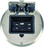 RACO Floor Box Kit 6239ACNI Nickel 15A/125V Duplex Receptacle Outlet with USB Ports, Single Gang Electrical Box for Wood Sub-Floor with 3.1A/5V Type A and C USB Outlet Receptacles for Home Improvement