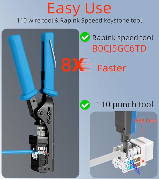 Rapink RJ45 Keystone Jack Cat6 10G Support, Keystone Jacks UTP 50 Pack for Wall Plate and Patch Panel, Rj45 Keystone 90 Degree Red Color for Cat6, Cat5e, Cat5 Cabling