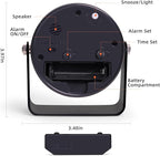 TIMESS Analog Alarm Clock, Silent Non-Ticking Quartz Movement, Battery-Operated with Snooze & On-Demand Light, Easy to Set Gentle Wake Bedside Desk Clock, Ideal for Home, Travel, Office (Black)