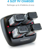Tenergy TN294 4-Bay 9V Li-ion Battery Charger + 4pcs 9V 600mAh Li-ion Rechargeable Battery