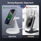 3 in 1 Wireless Charging Station for Apple, Charger Stand for Multiple Apple Devices, Wireless Charging Station for iPhone 16/15/14/13/12 Series, Wireless Charger for AirPods, iWatch Series (White)