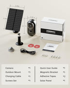 ZUMIMALL Solar Security Cameras Wireless Outdoor, 2K Outdoor Camera Wireless Solar Powered, 2.4G WiFi Battery Camera, 3MP Color Night Vision, Magnetic Mount,Siren,PIR/AI Analyse, IP66, Cloud, Alexa