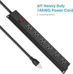 3Pack Metal Wall Mount Power Strip, Mountable Power Outlet with 6 AC Outlets, Aluminum Alloy Mount Power Socket with Switch, 6 FT SJT 3/C 14AWG Power Cord, 15A 125V 1875W (6AC)