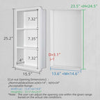 Recessed Medicine Cabinet No Mirror - 14x24 Bathroom Storage Wall Cabinet with 2 Shelves, 304 Stainless Steel Shower Niche, Matte White Waterproof for Bathroom, Toilet, Vanity