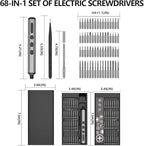 Mini Electric Screwdriver 3.7V Precision Screwdriver Set Cordless Screwdriver Rechargeable Magnetic Drill Tool Kit for Electronics, Computer, Mobile Phone, Laptop, Camera (Cube set silver [68-in-1])