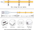 UVTaoYuan Short Led Strip Lights 5V USB LEDs Display Cabinet Lighting COB LED Strip Light 3000K Warm White Not Dimmable Flexible Small led Lights for DIY Home LED TV Lights Indoor Use (3.28FT/1M)