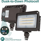 kadision LED Flood Light Outdoor, 50W/40W/30W 6500lm 3000K/4000K/5000K Selectable, Dusk-to-Dawn Photocell, IP65 Waterproof Adjustable Knuckle Mount Security Lights, 100-277V ETL Listed 1-Pack