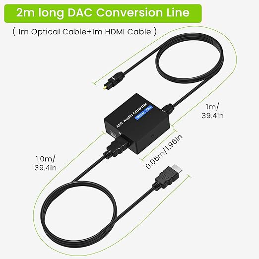 192KHz ARC Audio Extractor, HDMI ARC to Optical Converter, ARC to Optical/Toslink+3.5mm AUX Output, ARC to RCA Audio Converter for TV Amplifier Speaker/Soundbar/Headset