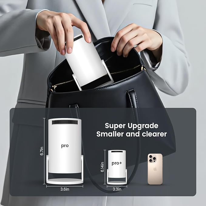 ENUOSUMA Super Mini Projector with WIFI 6 and Bluetooth, 4K 1080P Support Portable Projector, Built-in App, Android 11, 200 ANSI, Auto Keystone Correction, Video Projector for Laptop/PC/Smartphone