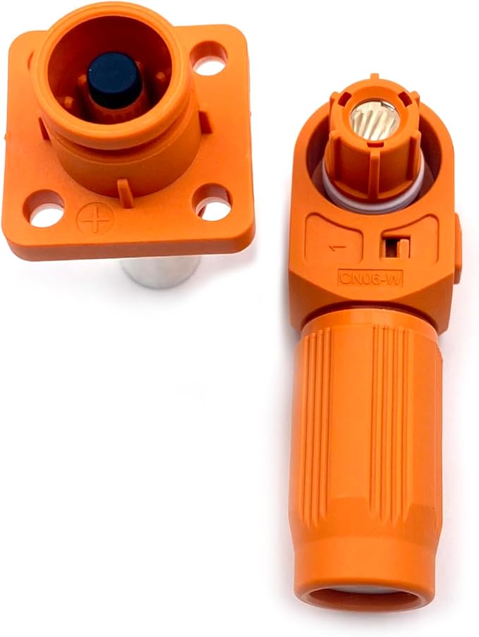 1 Set Battery Energy Storage Connector, 70A High Current Connectors Quick Plug Terminal Orange Right Angle Plug and Socket IP67 Waterproof Power Adapter Crimping 10mm² Wiring (1000V)