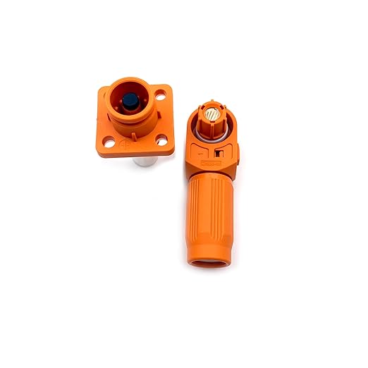 450A Battery Energy Storage Connector, 185mm² High Current Connectors IP67 Waterproof Crimping Wiring Power Adapter Quick Plug Terminal Right Angle Plug and Socket (1500V Black+Orange)