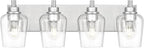 METWET Bathroom Light Fixtures, 4-Light Modern Vanity Light with Clear Glass Wine Glass-Shaped Shade, Vanity Lighting Fixtures Over Mirror, Brushed Nickel, VL155-BN-4