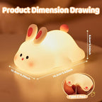 Rytinazzz Big Face Rabbit Night Light, 3-Level Pat Control & Cute Squishy Lamp for Kids Room, USB Rechargeable with Timer, Valentines Gifts