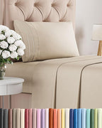 Twin XL Size 3 Piece Sheet Set - Comfy Breathable & Cooling Bed Sheets Set - Hotel Luxury Bedding for Women, Men, Kids, Teens, Boys & Girls - Deep Pockets, Ultra-Soft, Wrinkle Free - Oeko-Tex - Wheat
