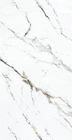 Dundee Deco Faux Marble Wall Panels - Sample - Glossy, Waterproof Indoor Wall Cladding - White, Grey, Tan Veins - Sample 6" x 6"