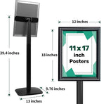 Mutualsign 3Pcs Heavy Duty Pedestal Sign Holder for Display, 11 x 17 inches Adjustable Floor Standing Sign Holder with Weighted Base , Sign Stand for Indoor/Outdoor Advertising，Black