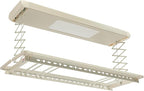 banborba Electric Retractable Airing Rack, Ceiling Mounted Clothes Drying Rack, Retractable Clothesline, Vertical Laundry Drying Rod with LED Light & Remote, 110V 24W, Off-White Color