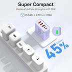 2Pack USB C Fast Charger Block, Total 60W 5-Port USB C Wall Charger 30W Type C Charging Block, 2USB C+3USB A PD 3.0 Multiport Charging Cube for iPhone 17 16 15 14 Pro Max, G-alaxy S25 S24 Ultra, i Pad