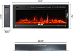 CharaVector Electric Fireplaces Recessed Wall Mounted Fireplace Insert 50 Inch Wide Heater LED Fire Place Remote Control & Touch Screen, 1-12 Hours Timer, 12 Color Flame and Log Color